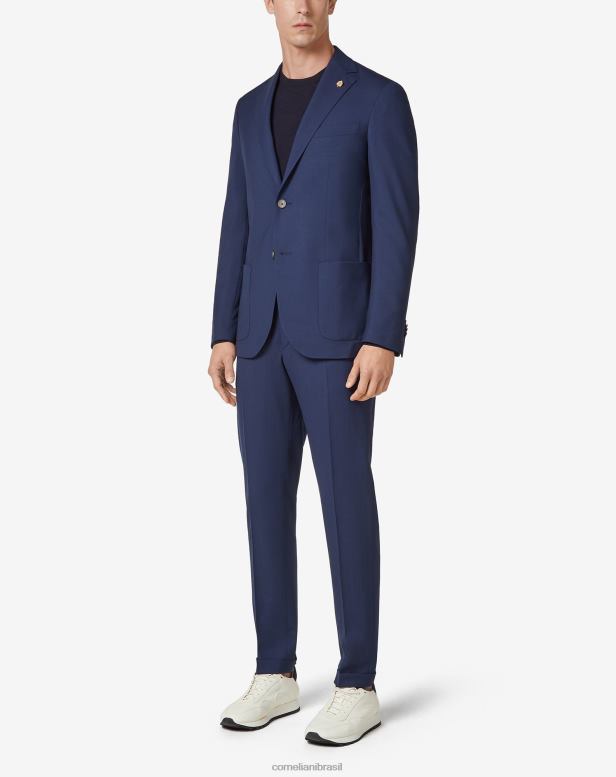 2200J1 homens Corneliani terno de lona de lã orgânica azul-marinho roupas