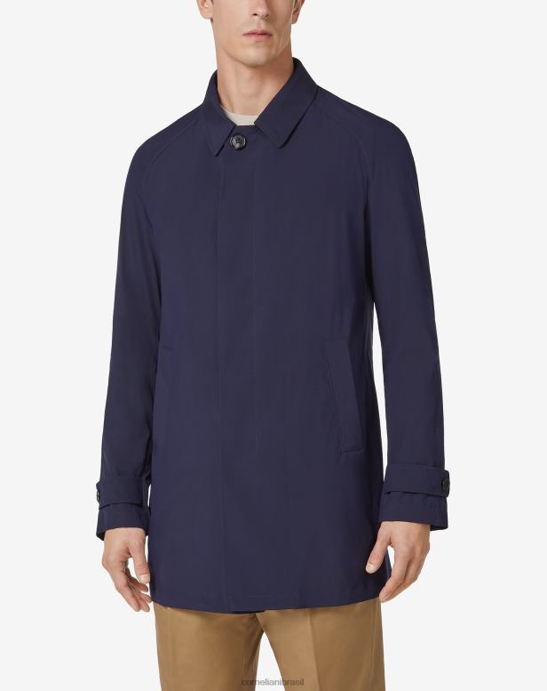 2200J104 homens Corneliani trench em tecido selsilk azul-marinho roupas