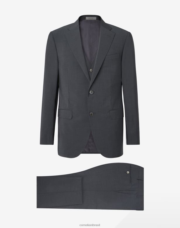 2200J11 homens Corneliani terno de colete de lã e mohair antracite roupas