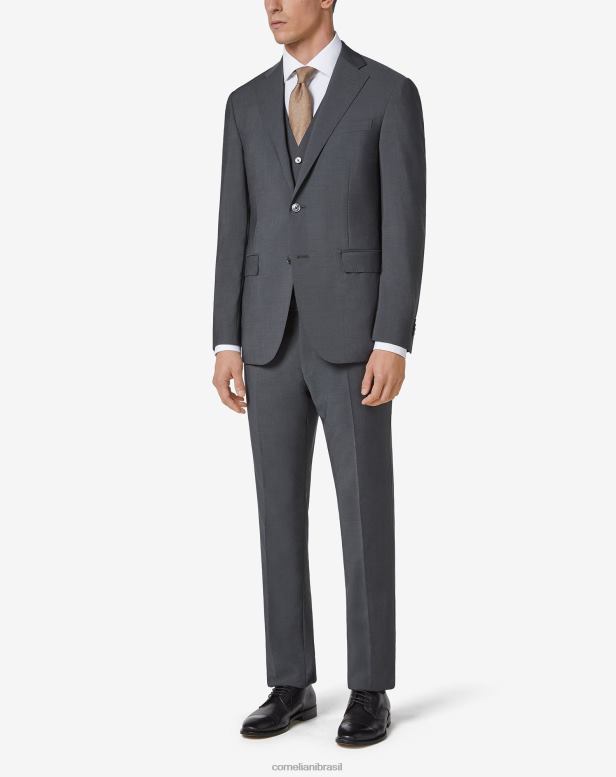 2200J11 homens Corneliani terno de colete de lã e mohair antracite roupas