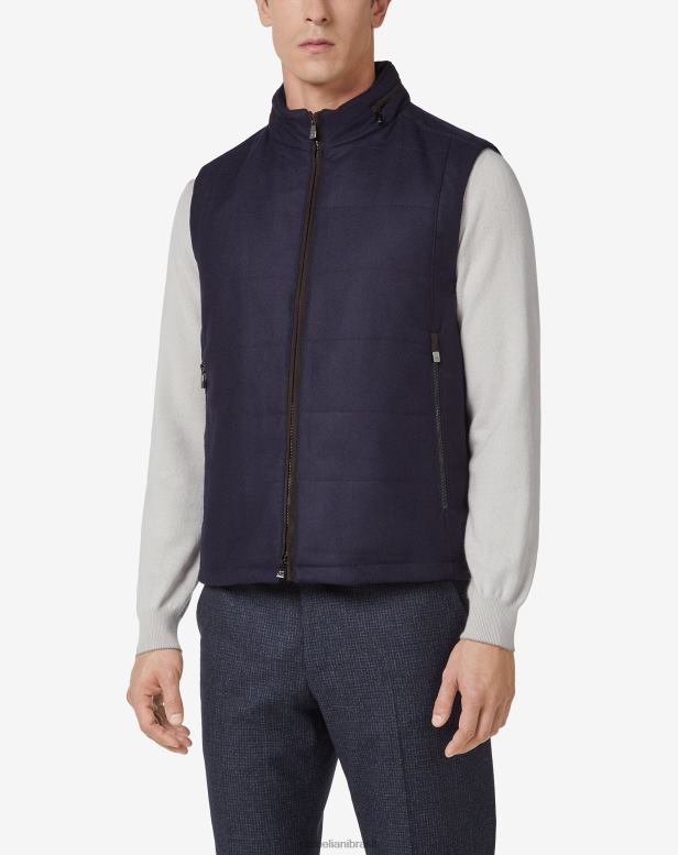2200J110 homens Corneliani Colete acolchoado com detalhes em camurça ecológica azul roupas