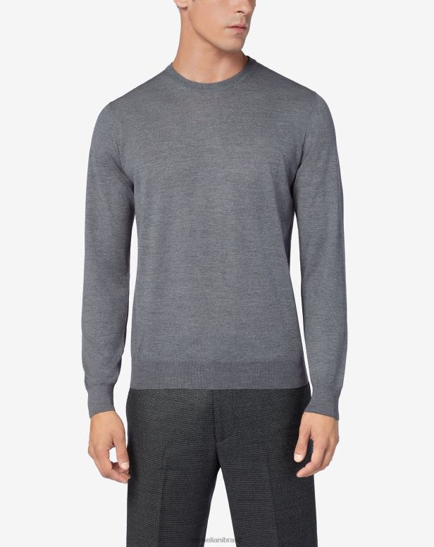 2200J114 homens Corneliani Gola redonda de lã merino 18 gg cinza melange roupas