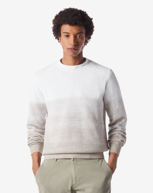 2200J117 homens Corneliani suéter branco óptico com gola redonda branco óptico roupas