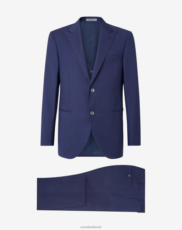 2200J12 homens Corneliani terno de colete de lã s130s azul clássico roupas