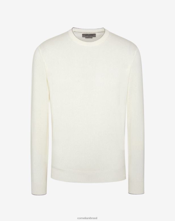 2200J134 homens Corneliani gola alta de caxemira branco roupas