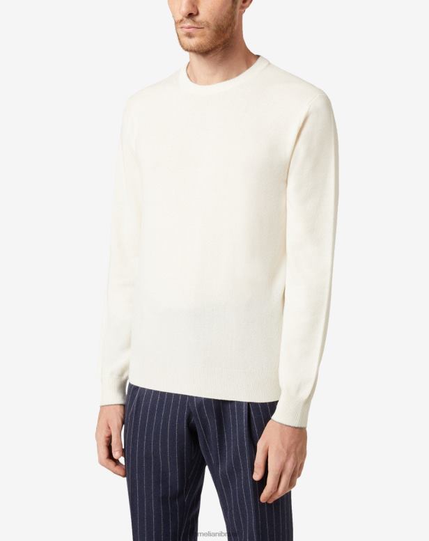 2200J134 homens Corneliani gola alta de caxemira branco roupas