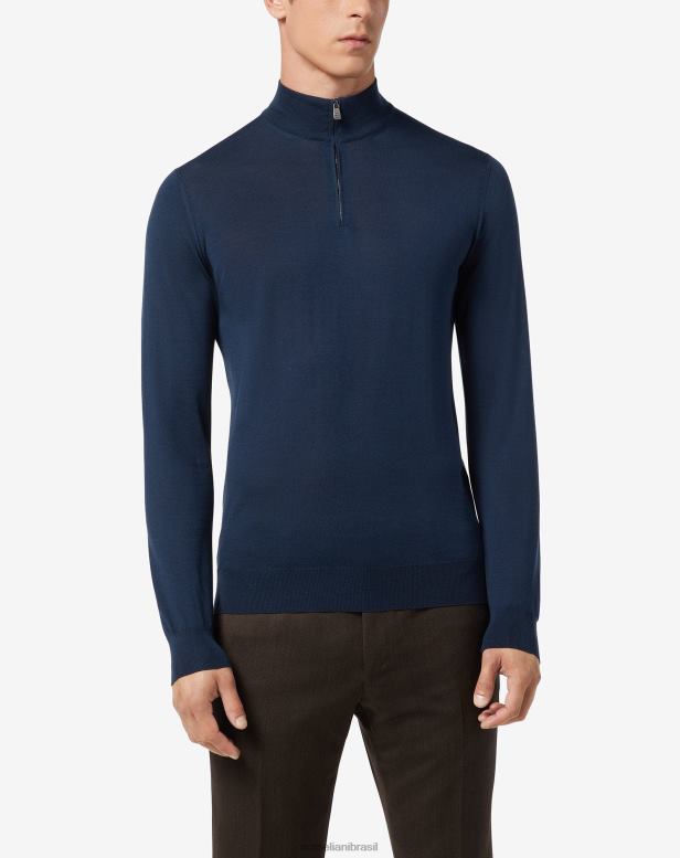 2200J135 homens Corneliani Gola alta de lã merino 18 gg azul real roupas