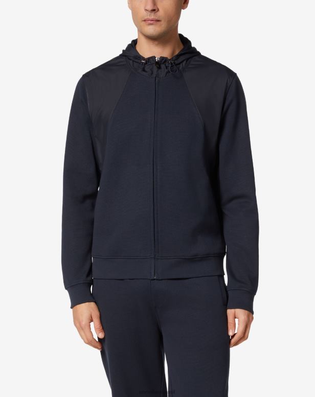 2200J137 homens Corneliani moletom em algodão ponto roma azul roupas