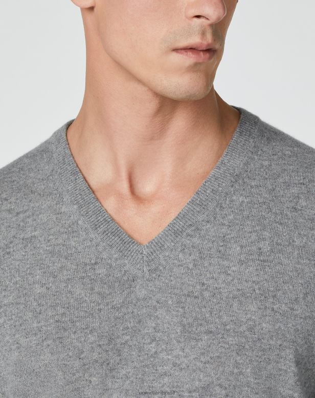 2200J140 homens Corneliani cashmere puro com decote em V cinza pálido roupas