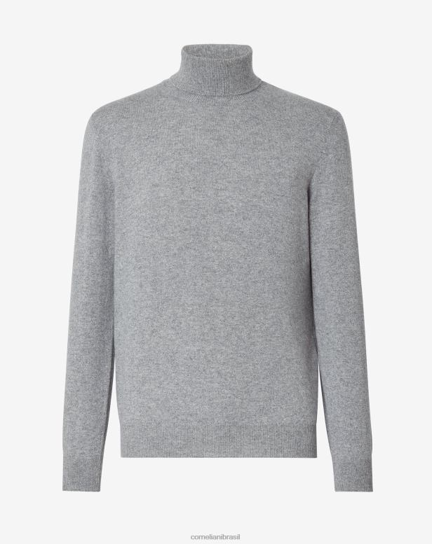 2200J150 homens Corneliani gola alta de caxemira pura cinza pálido roupas