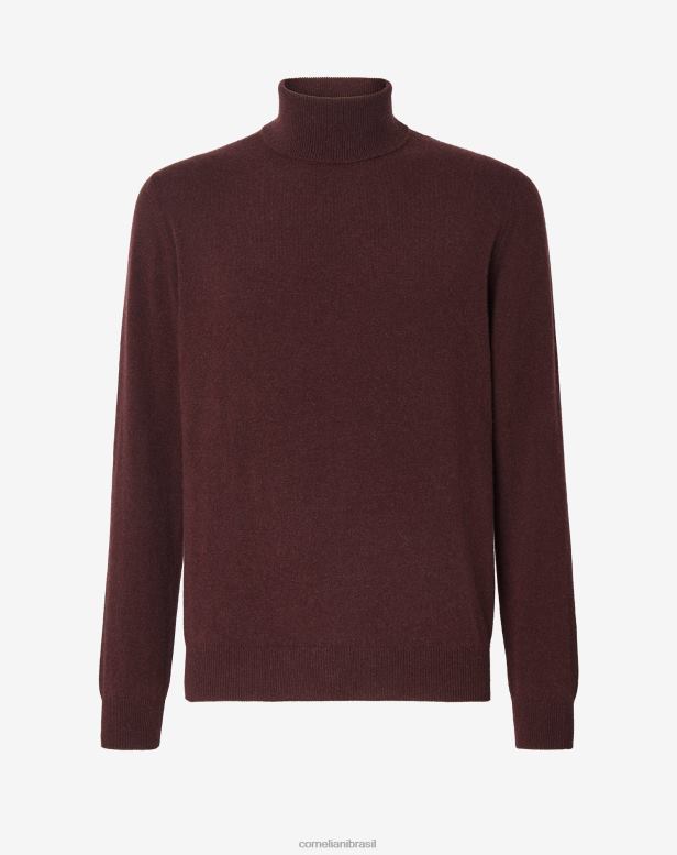 2200J153 homens Corneliani gola alta de caxemira pura Borgonha roupas