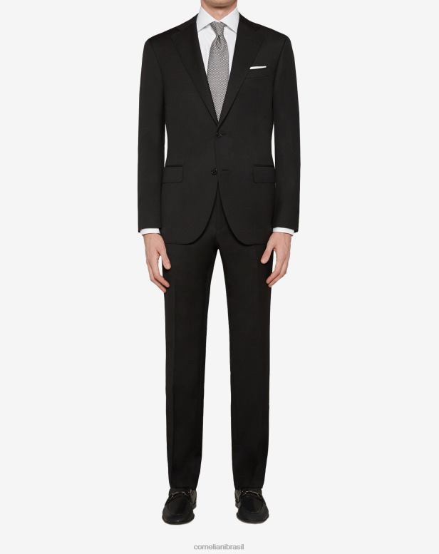 2200J16 homens Corneliani terno de lã forrado preto roupas