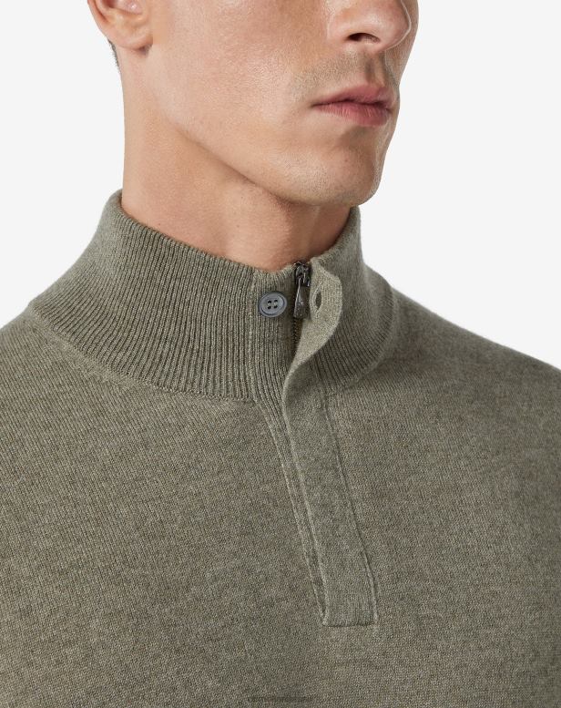 2200J160 homens Corneliani gola redonda de caxemira com botões Exército verde roupas