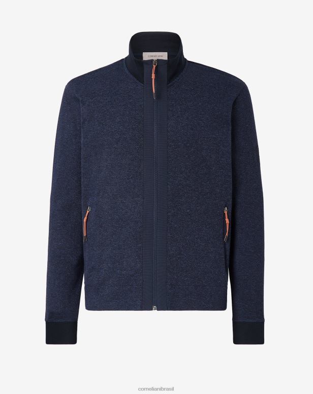 2200J165 homens Corneliani lã reversível em algodão piquê azul roupas