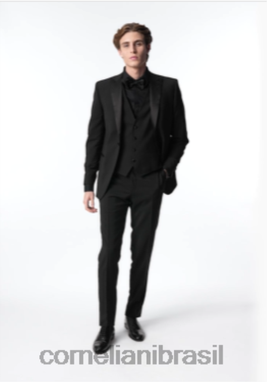 2200J19 homens Corneliani smoking de lã e mohair preto roupas