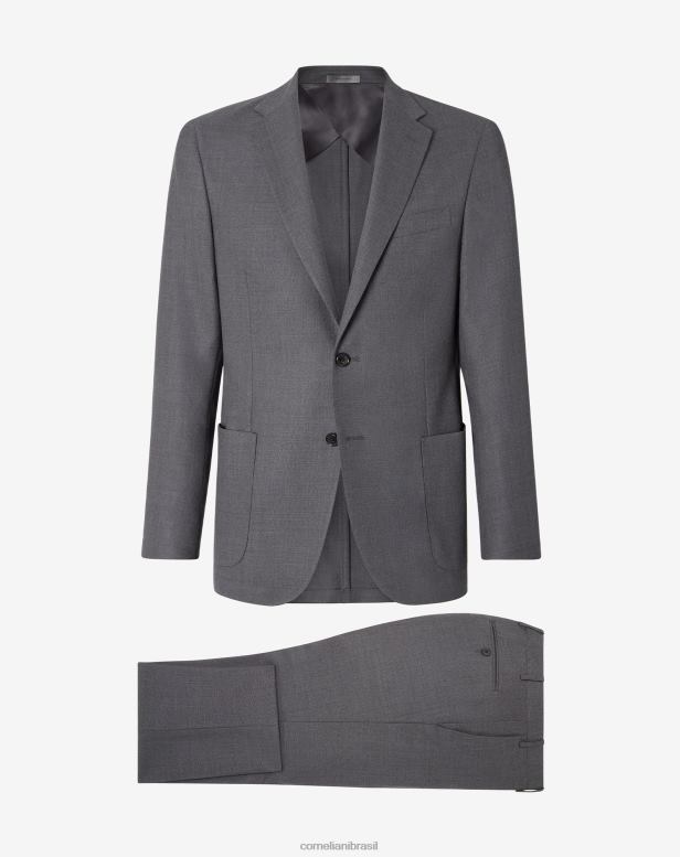 2200J2 homens Corneliani terno de lã saco de loja melange s150 cinza escuro roupas
