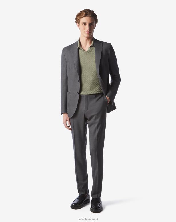 2200J2 homens Corneliani terno de lã saco de loja melange s150 cinza escuro roupas