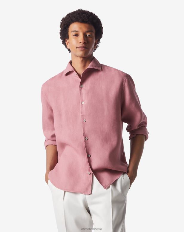 2200J200 homens Corneliani camisa de linho puro Bordéus roupas