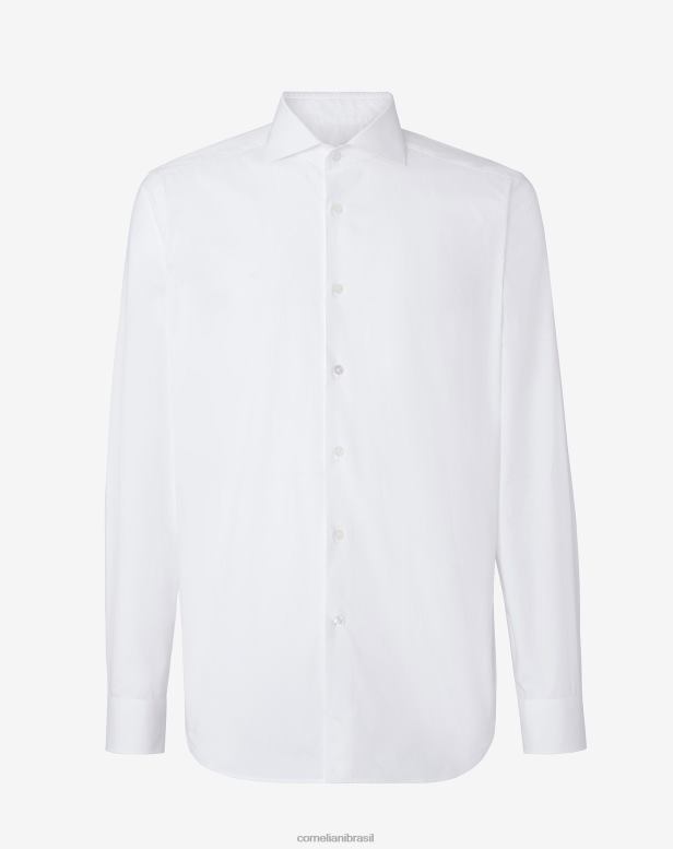 2200J207 homens Corneliani camisa branca óptica de algodão puro branco óptico roupas
