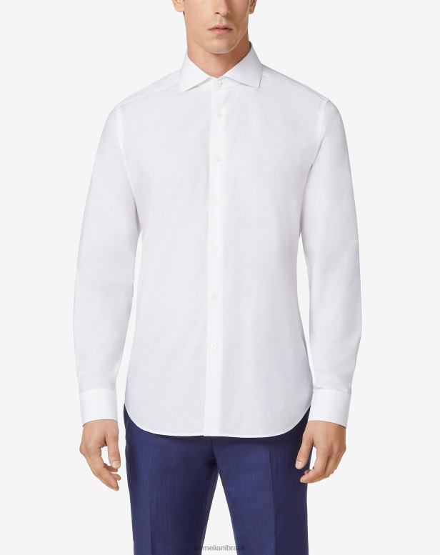 2200J207 homens Corneliani camisa branca óptica de algodão puro branco óptico roupas
