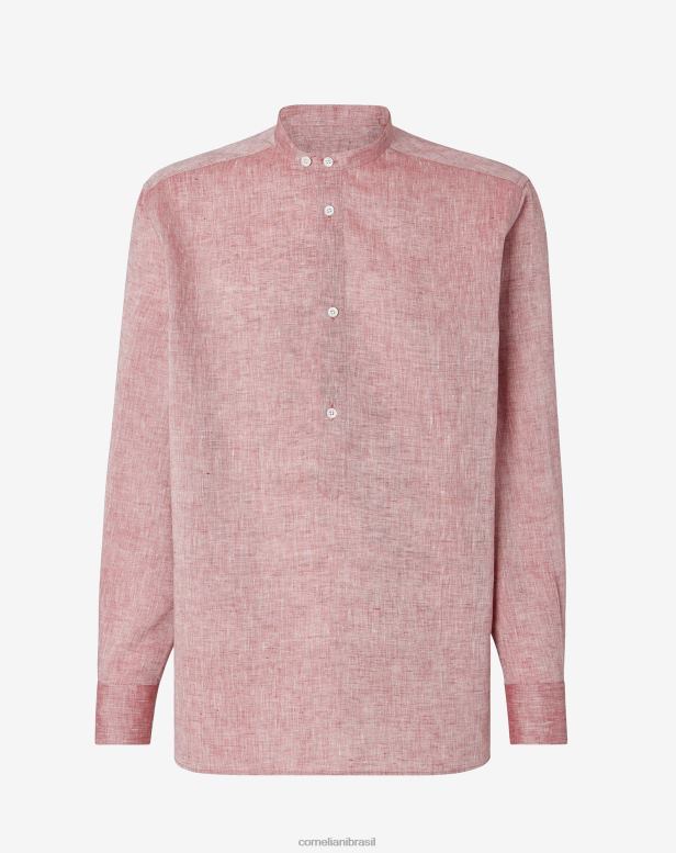 2200J212 homens Corneliani camisa de linho cambraia Bordéus roupas