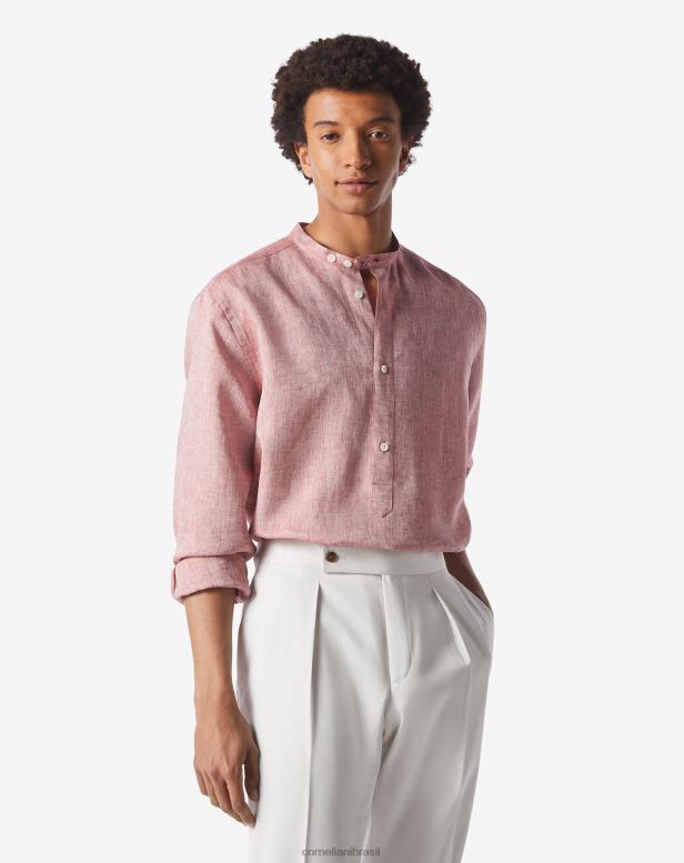 2200J212 homens Corneliani camisa de linho cambraia Bordéus roupas