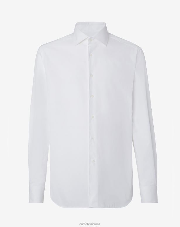 2200J217 homens Corneliani camisa branca óptica de algodãooxford branco óptico roupas