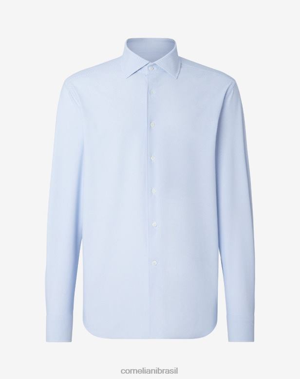 2200J230 homens Corneliani camisa traveltech azul roupas
