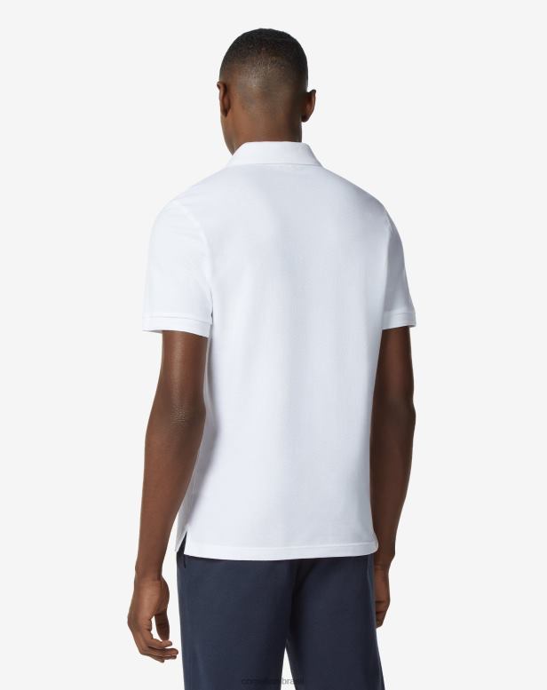 2200J242 homens Corneliani polo piquet algodão com crista branco roupas