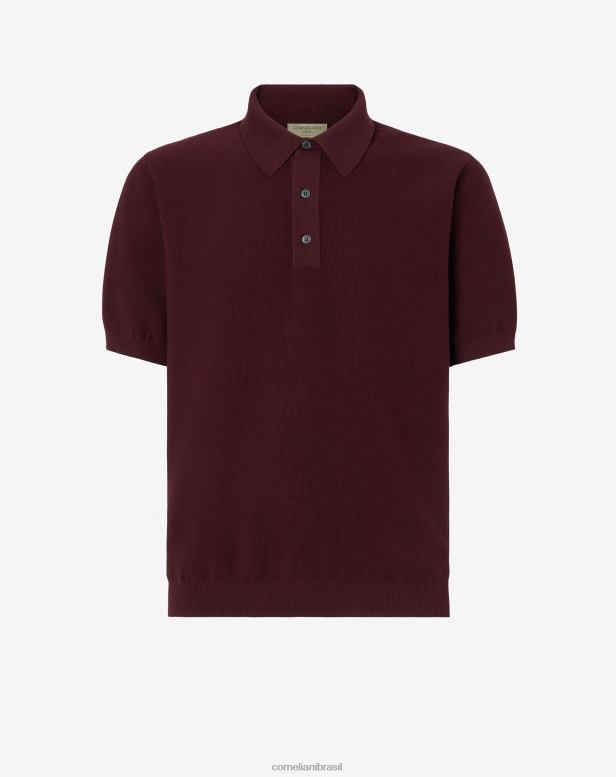 2200J265 homens Corneliani polo piquet de algodão ultraleve Bordéus roupas
