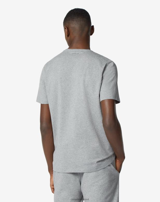 2200J286 homens Corneliani camiseta de algodão com gola redonda e estampa cinza roupas