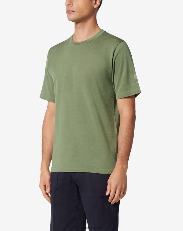 2200J292 homens Corneliani suéter circular manga curta verde roupas