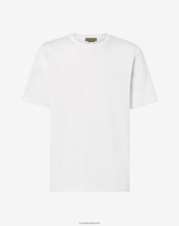 2200J294 homens Corneliani suéter circular manga curta branco roupas