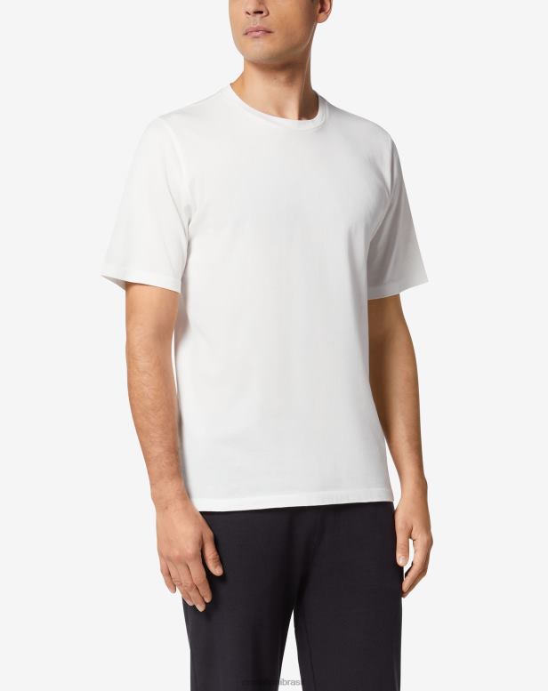 2200J294 homens Corneliani suéter circular manga curta branco roupas