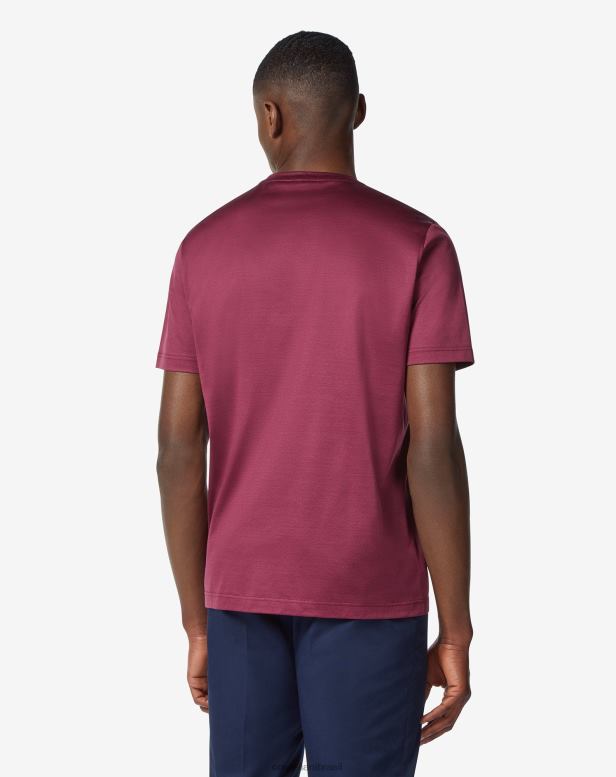 2200J297 homens Corneliani camiseta lisle algodão com gola redonda lavanda roupas