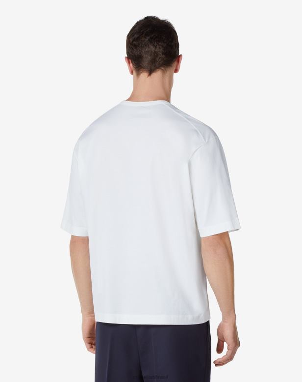 2200J302 homens Corneliani camiseta de algodão orgânico com gola redonda branco roupas