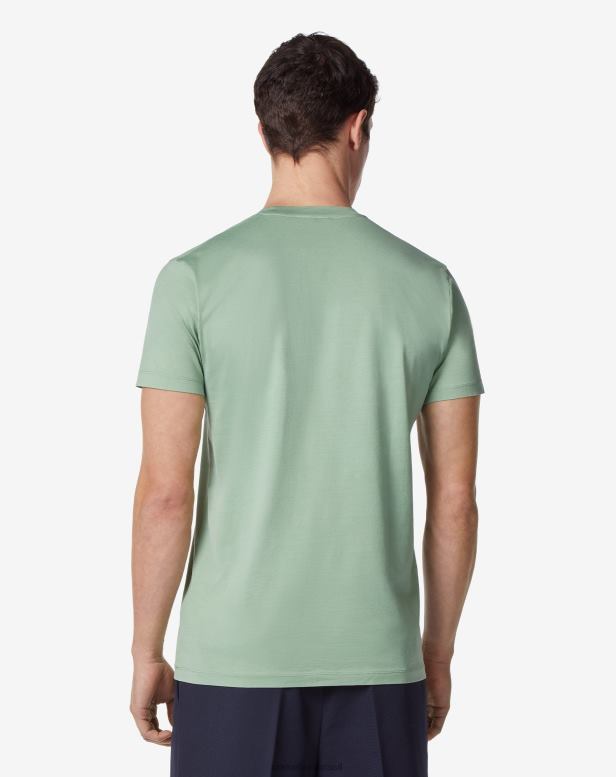 2200J304 homens Corneliani camiseta de algodão com gola redonda e logo verde roupas