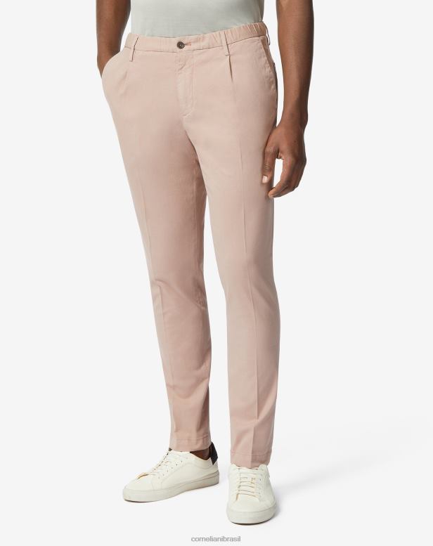 2200J309 homens Corneliani calças de algodão e liocel luz rosa roupas