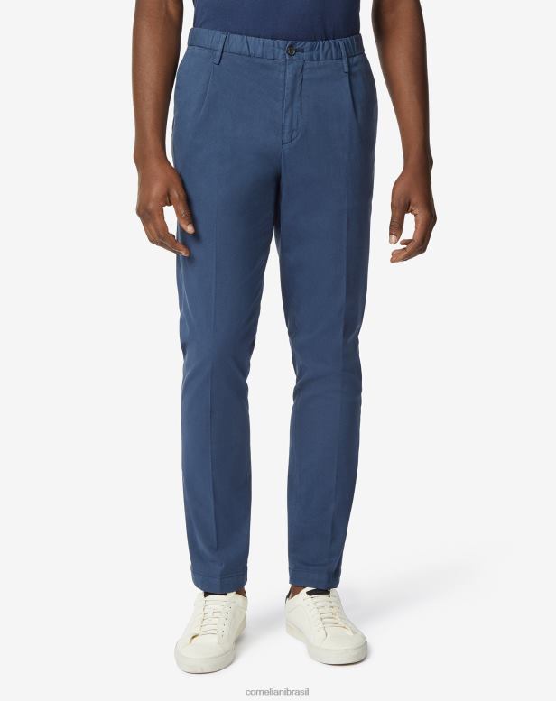 2200J311 homens Corneliani calças de algodão e liocel azul claro roupas