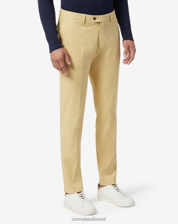 2200J312 homens Corneliani calça chino circular em algodão amarelo roupas