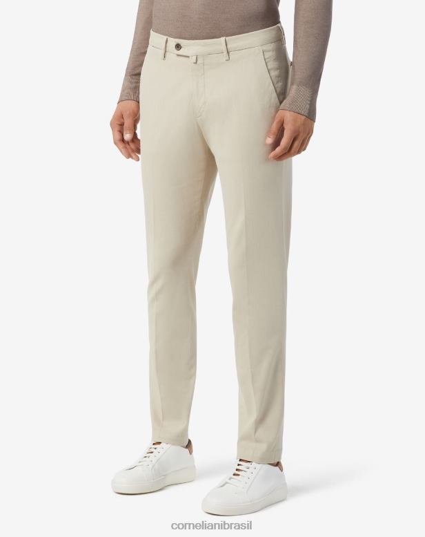 2200J313 homens Corneliani calça chino circular em algodão bege roupas