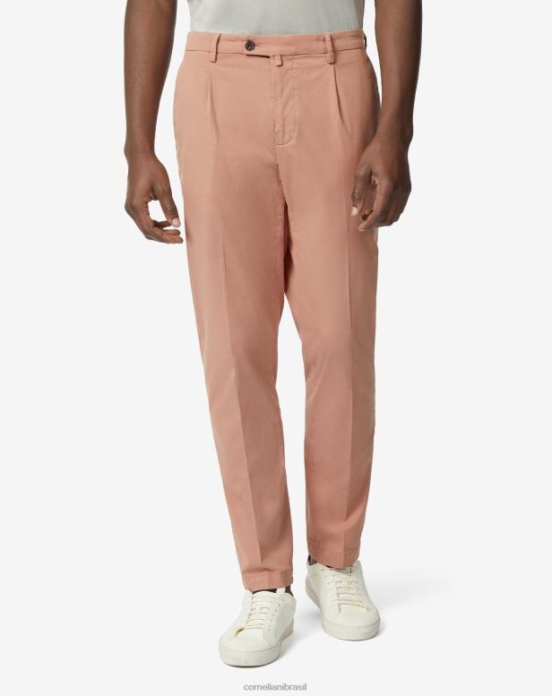 2200J314 homens Corneliani calças de algodão Sienna queimado roupas