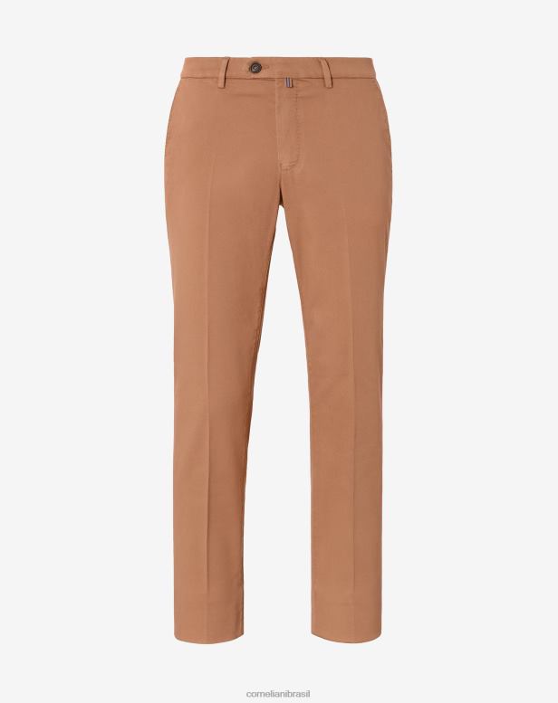 2200J317 homens Corneliani calça chino circular em algodão stretch bege roupas