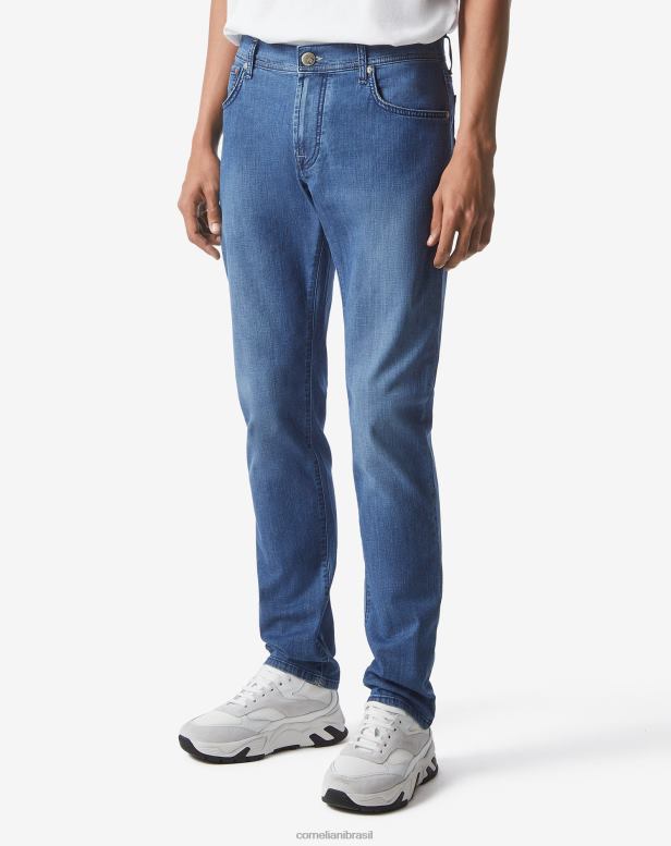 2200J352 homens Corneliani calça jeans cina stretch denim 5 bolsos azul roupas
