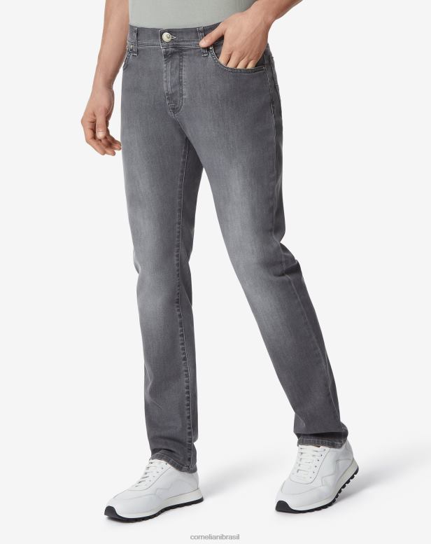 2200J355 homens Corneliani calça jeans stretch com 5 bolsos cinza roupas