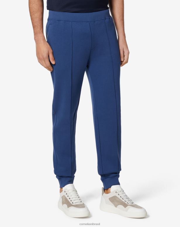 2200J359 homens Corneliani calças leves de lã azul claro roupas