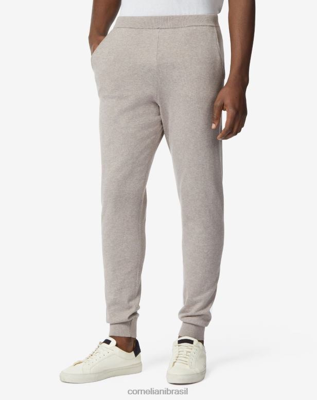 2200J361 homens Corneliani jogger algodão e caxemira bege roupas