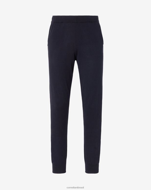 2200J364 homens Corneliani jogger algodão e caxemira azul-marinho roupas