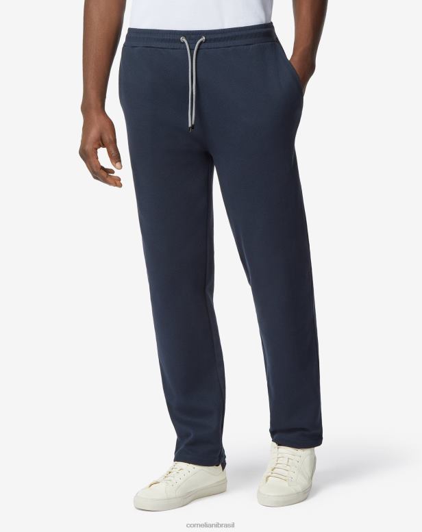 2200J366 homens Corneliani jogger de algodão com cordão azul-marinho roupas