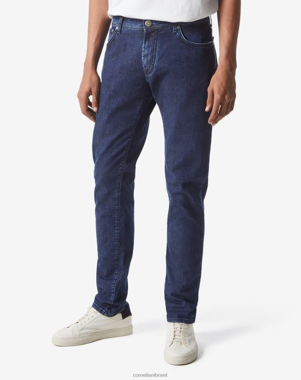 2200J367 homens Corneliani calça jeans stretch com 5 bolsos azul roupas
